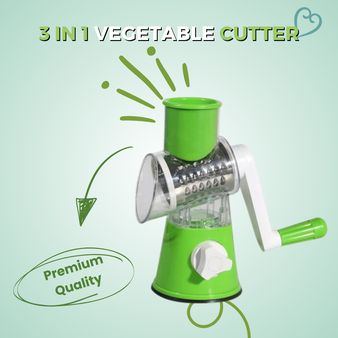 3-in-1 Manual Vegetable Slicer & Chopper for Easy Cooking  – Effortless Slicing, Grating & Chopping