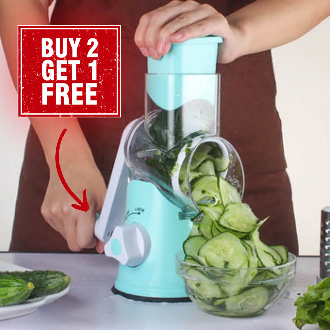 Buy 1 Get 1 FREE - 3-in-1 Multifunctional Rotary Vegetable Cutter – Fast & Easy!